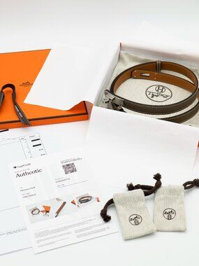 NEW Full Set Hermès Kelly 18 Belt Etoupe Epsom Leather Palladium Hardware W 2024